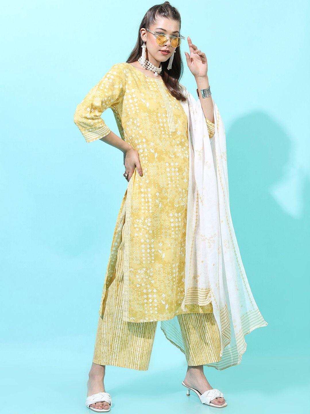 vishudh women woven design pure cotton kurta set