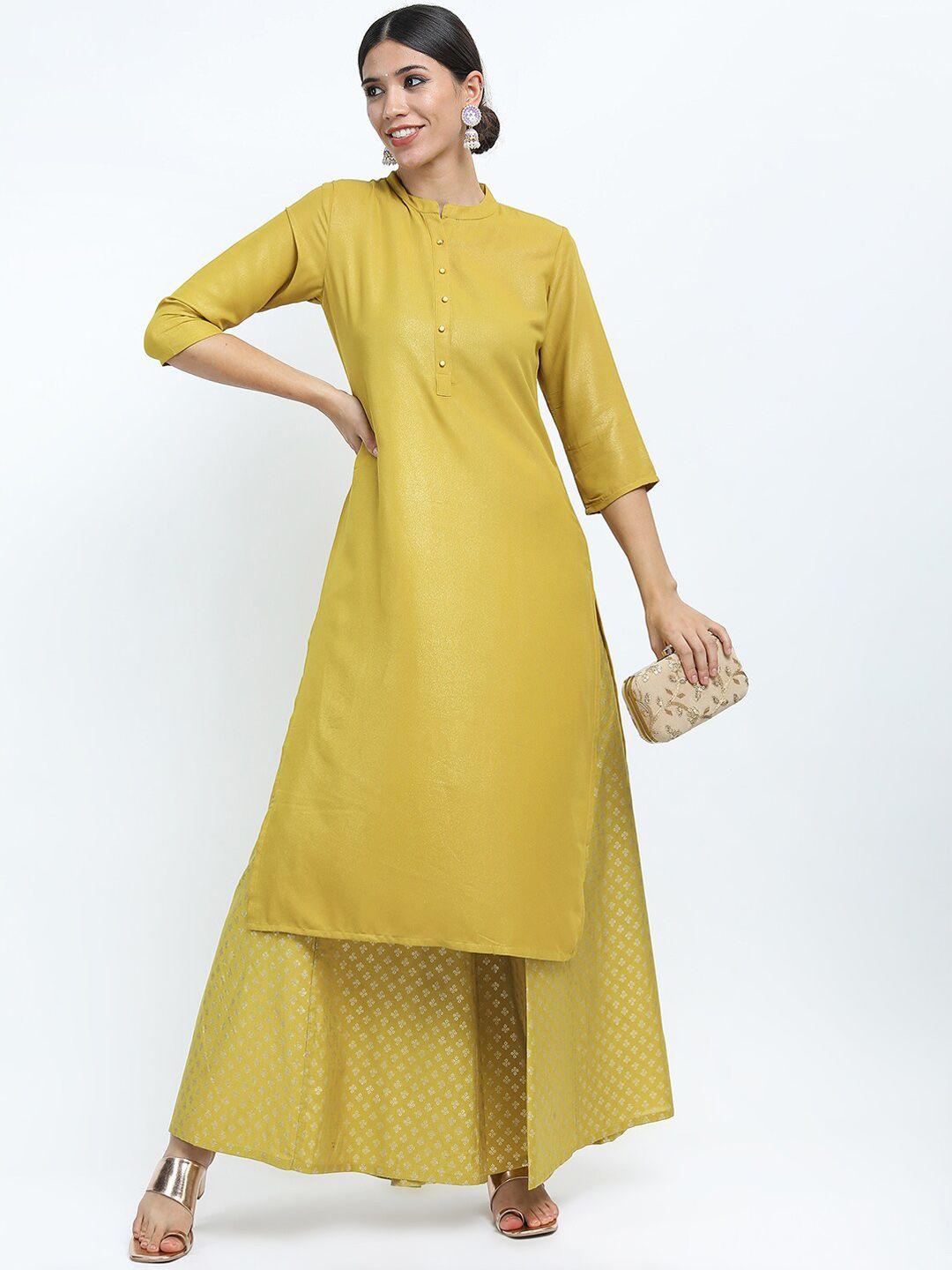 vishudh women yellow straight kurta