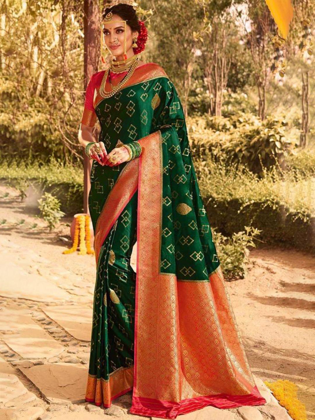 visit wear green art silk banarasi saree