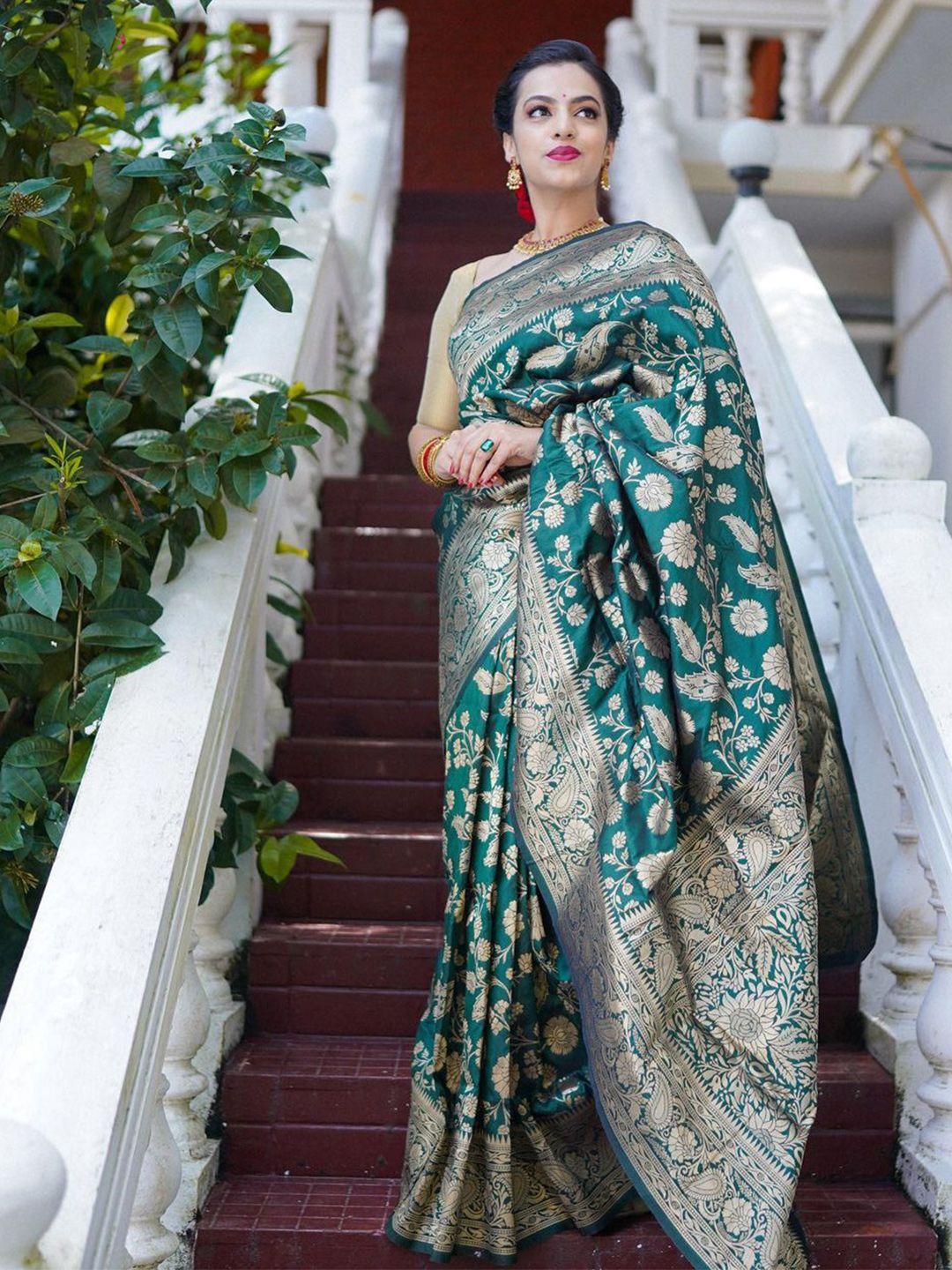 visit wear green art silk kanjeevaram saree