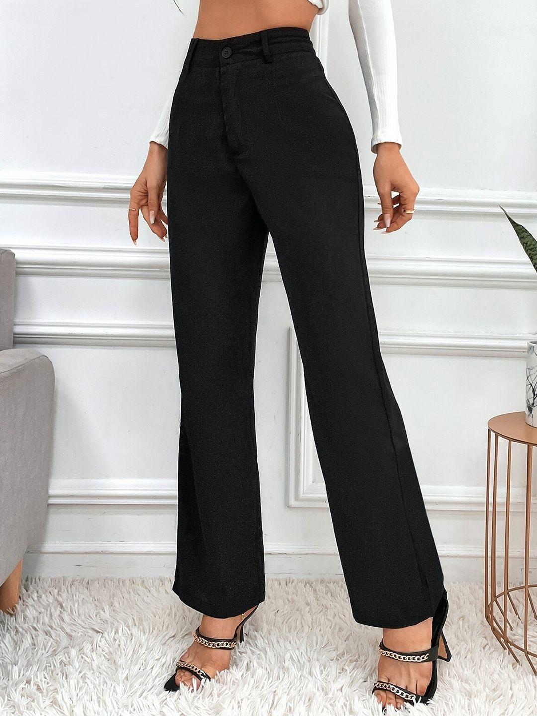 visit wear high-rise lycra regular fit trousers