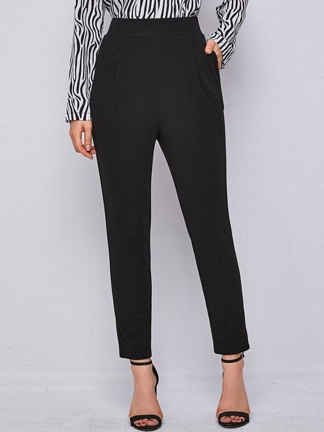visit wear pleated lycra regular fit cropped trousers