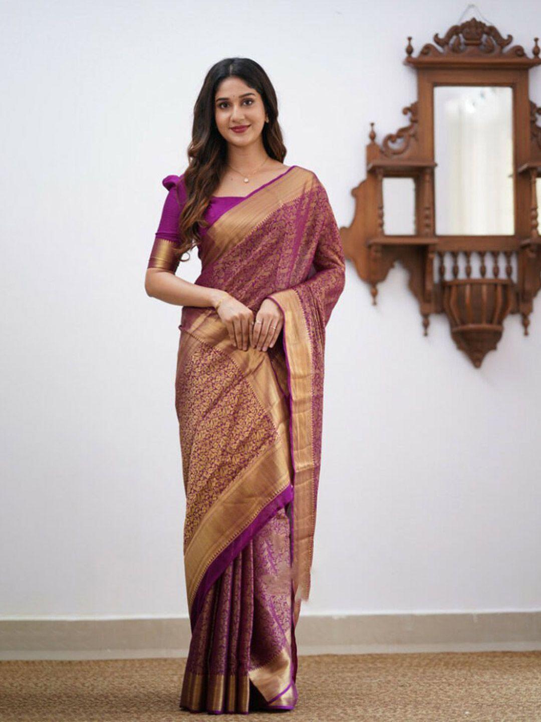 visit wear woven design floral zari banarasi saree