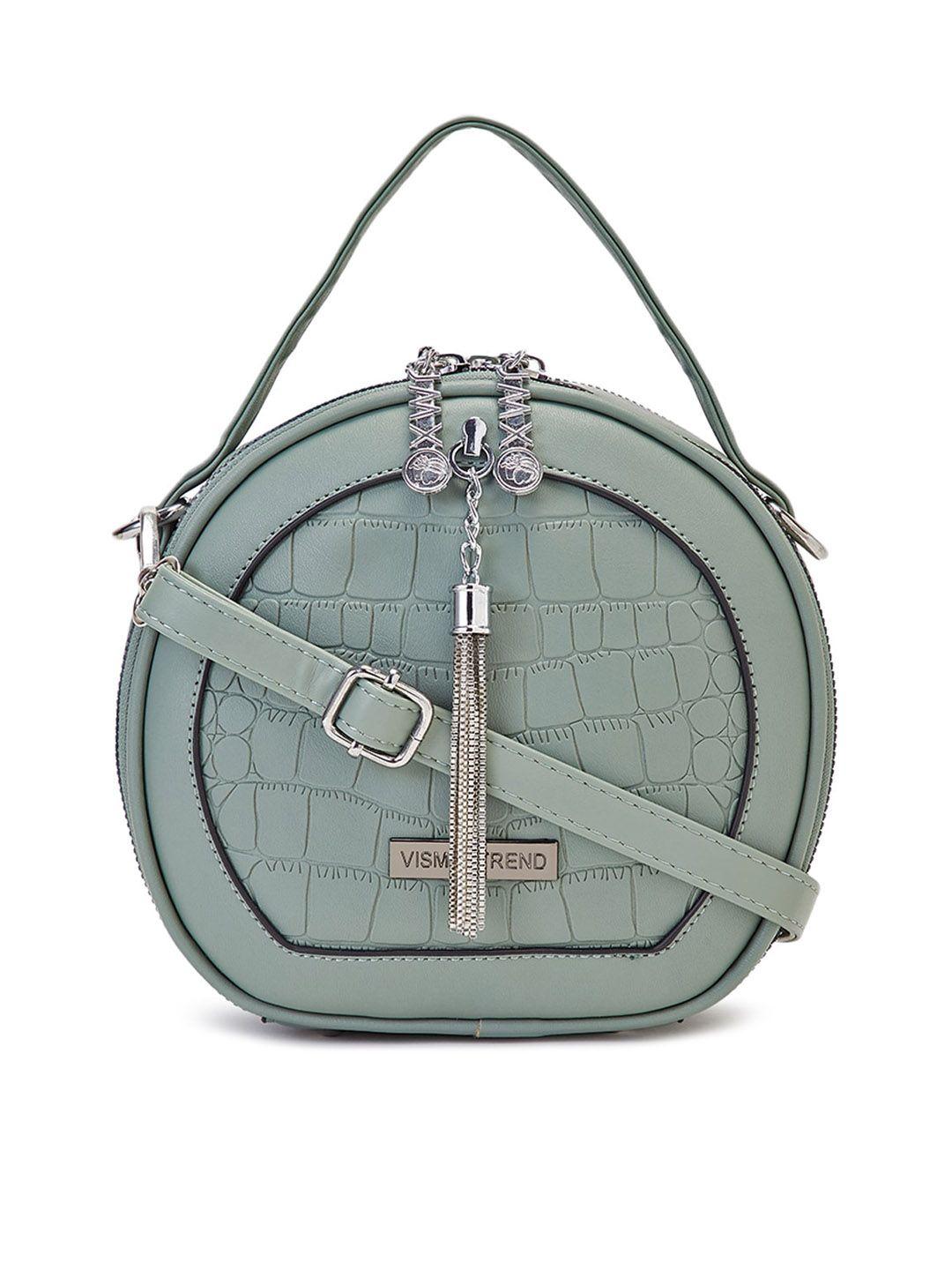 vismiintrend green textured pu structured sling bag