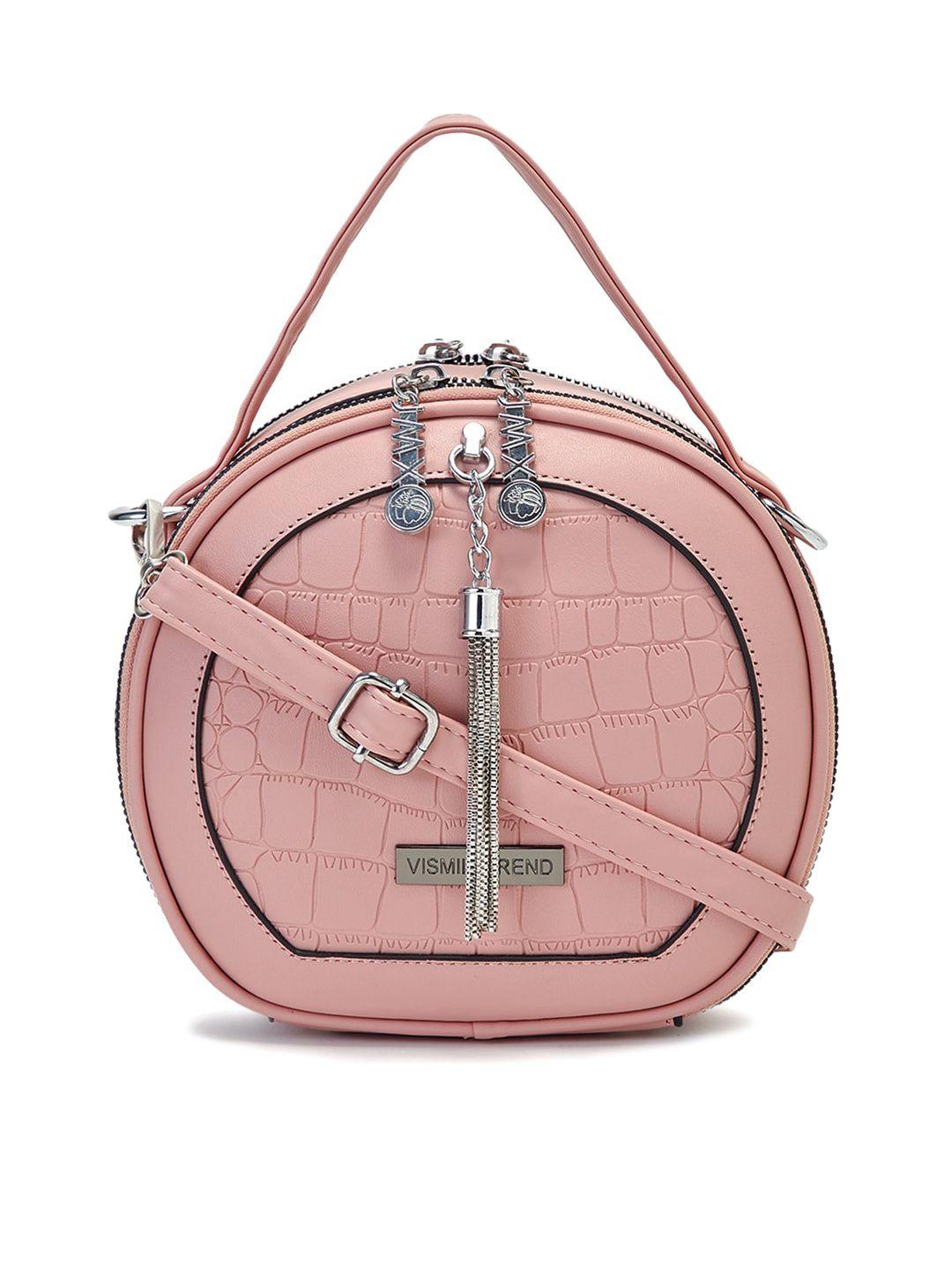 vismiintrend pink textured pu structured handheld bag