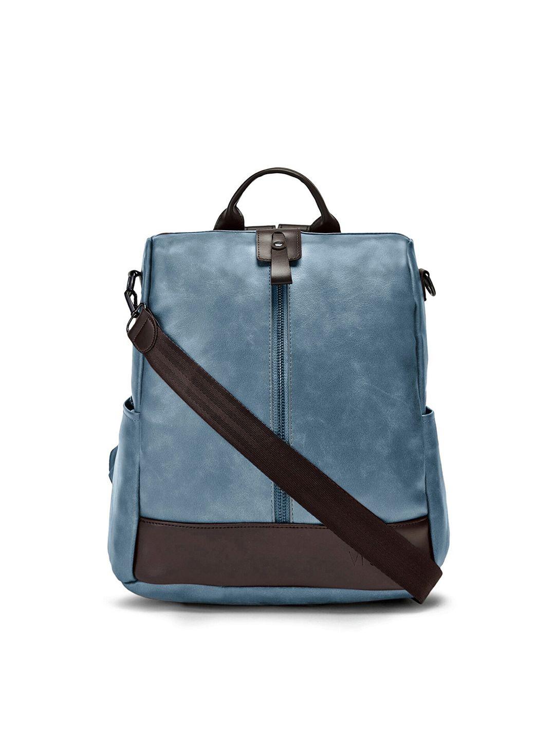 vismiintrend women blue & brown embellished backpack with earphone gate