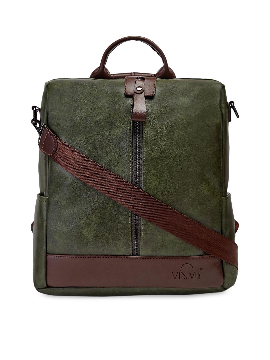 vismiintrend women olive textured pu backpacks