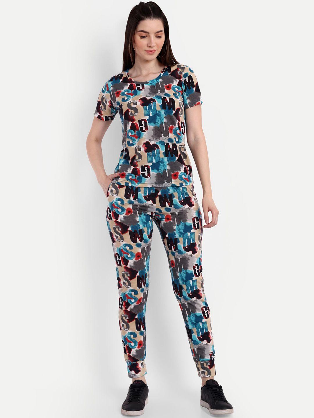 viso abstract printed t-shirt & trousers