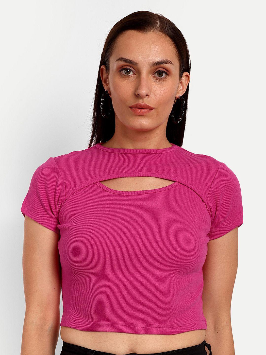 viso high neck crop fitted top