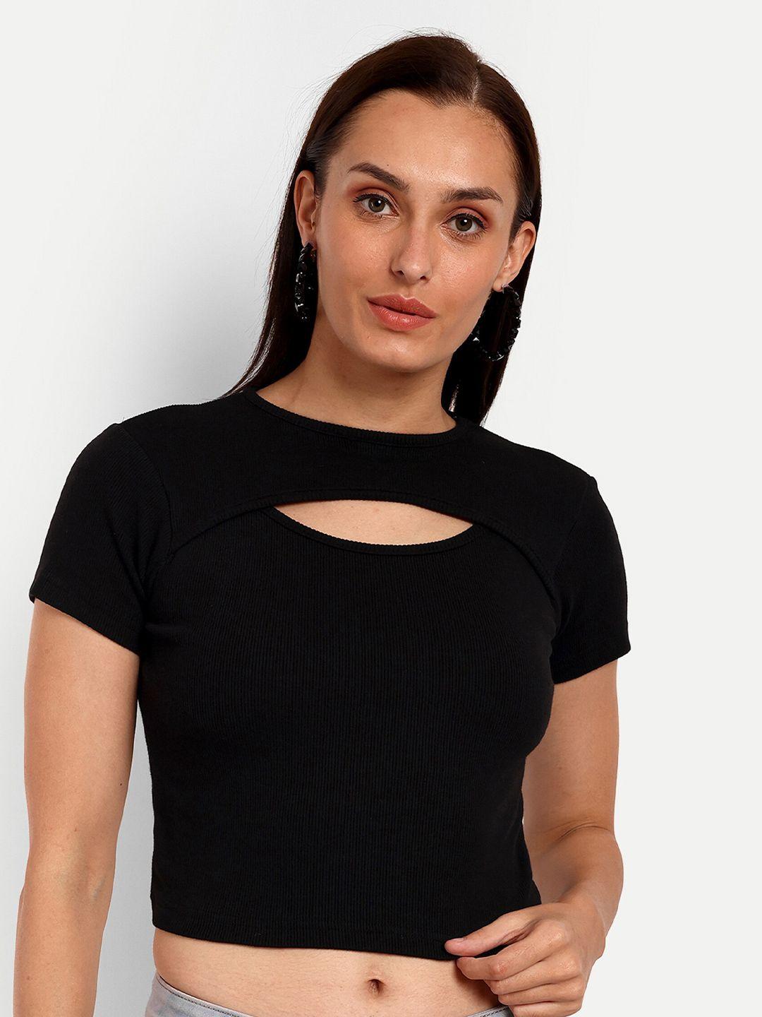 viso high neck crop fitted top