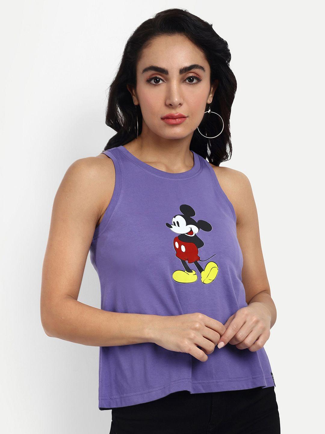 viso mickey mouse printed round neck top