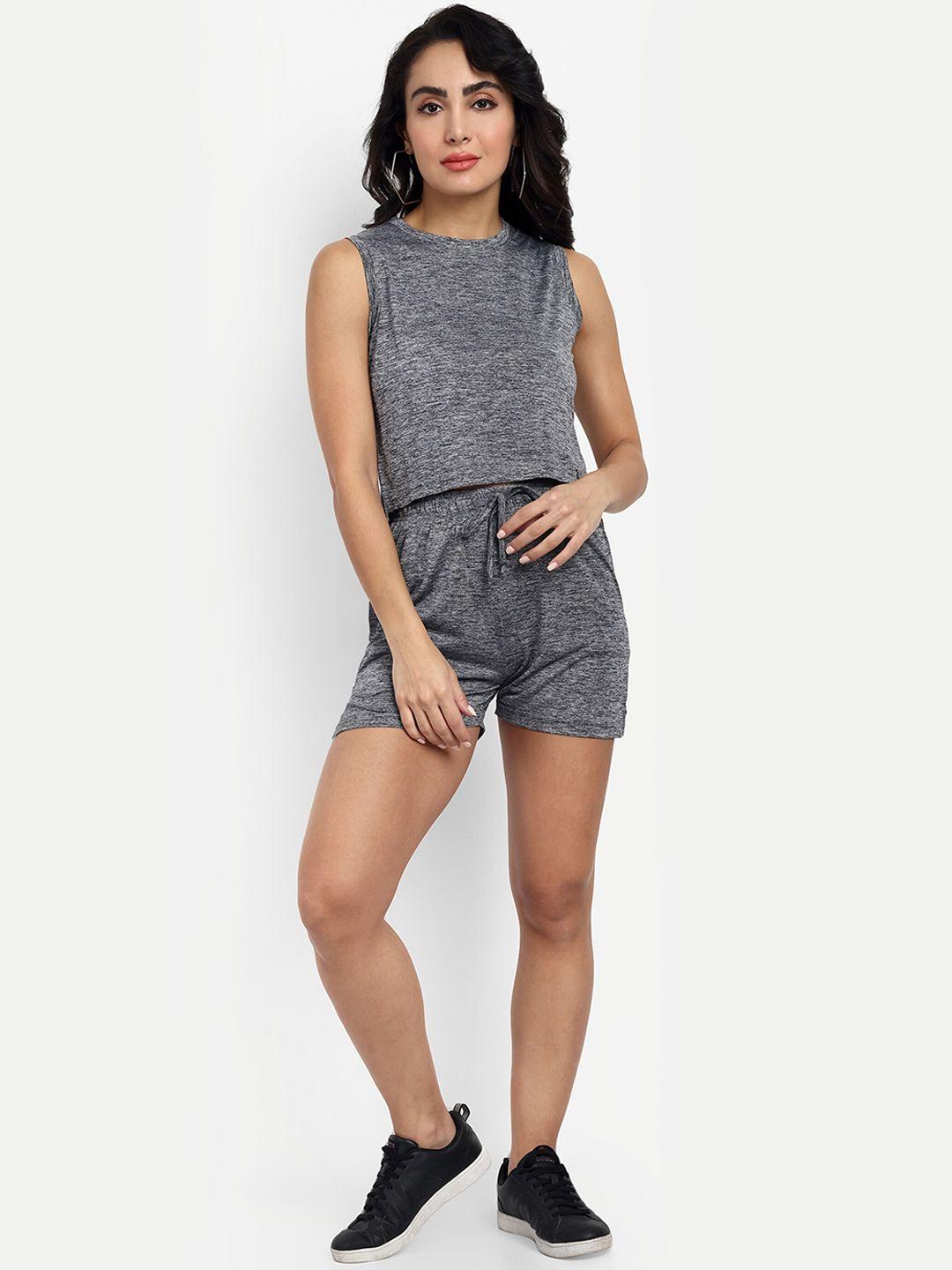 viso round neck sleeveless crop t-shirt with shorts