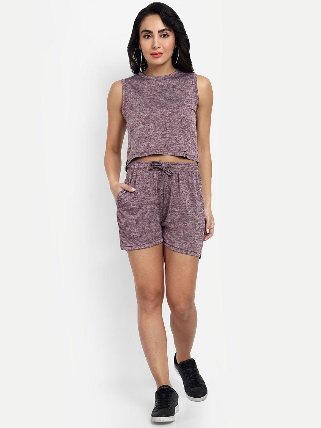 viso round neck sleeveless crop t-shirt with shorts