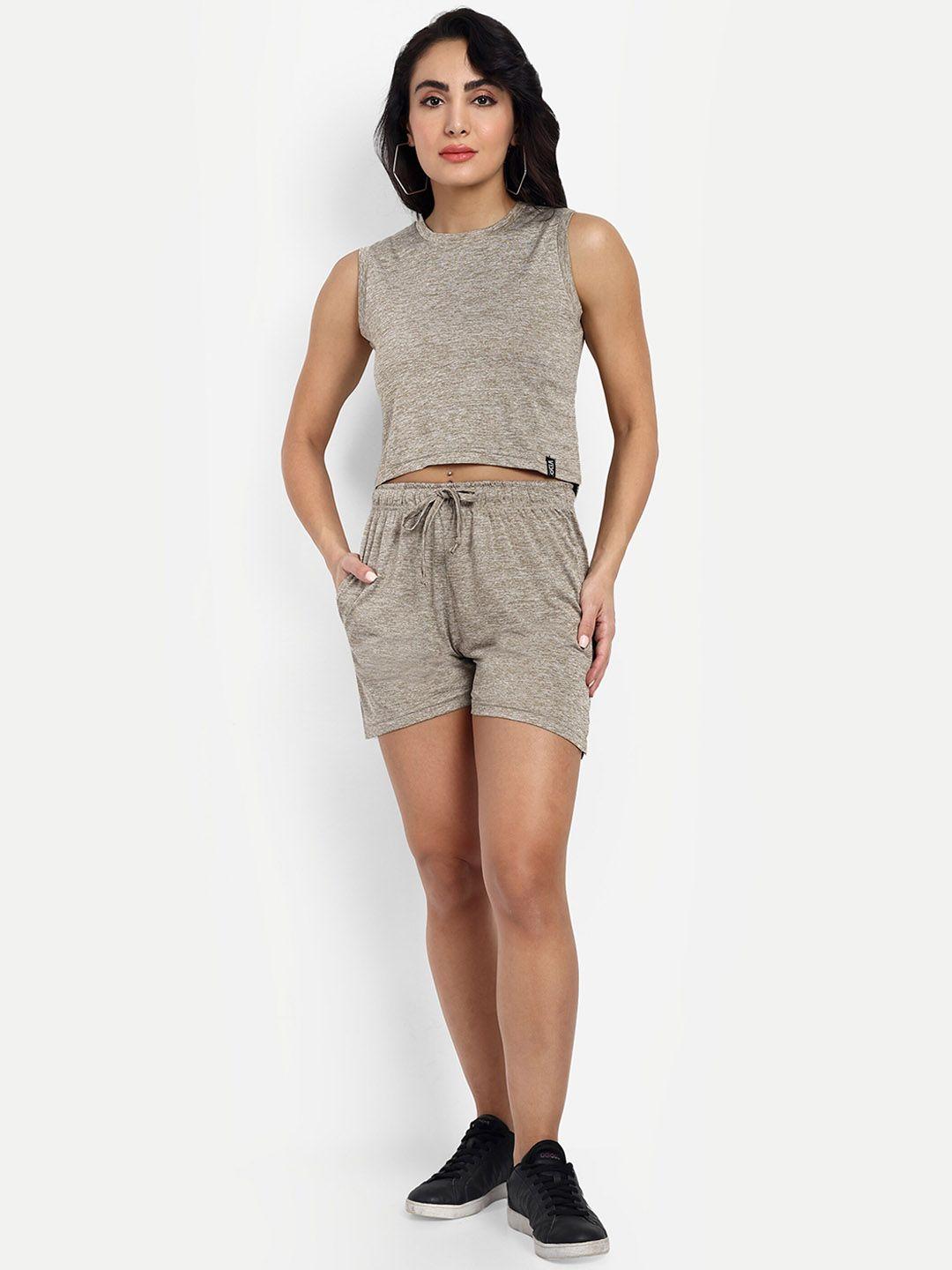 viso round neck sleeveless crop t-shirt with shorts