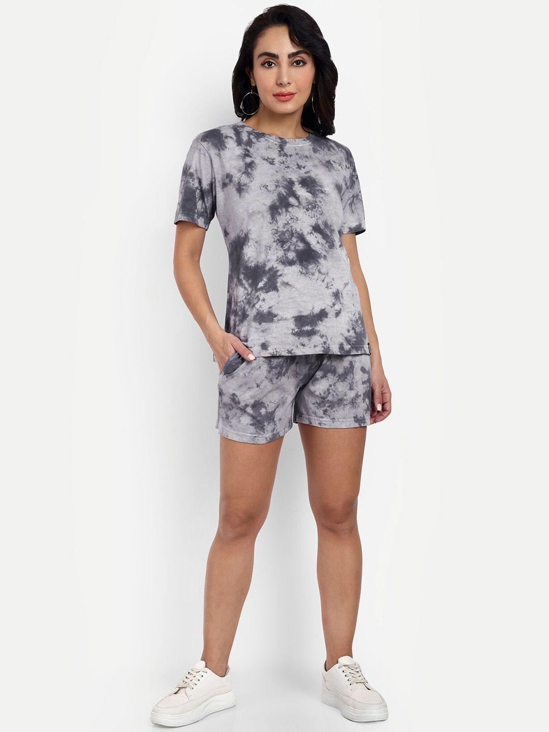 viso tie and dye printed pure cotton t-shirt with shorts