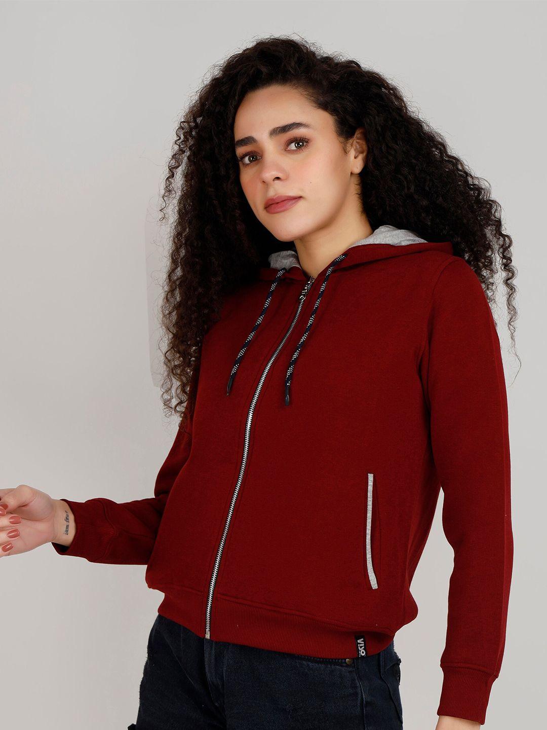 viso women maroon hooded sweatshirt