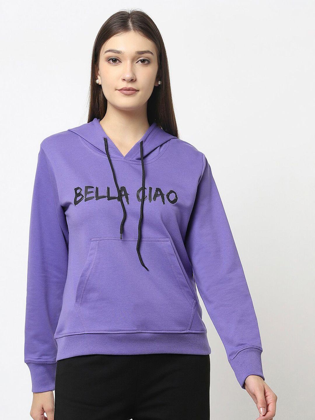 viso women purple printed hooded sweatshirt