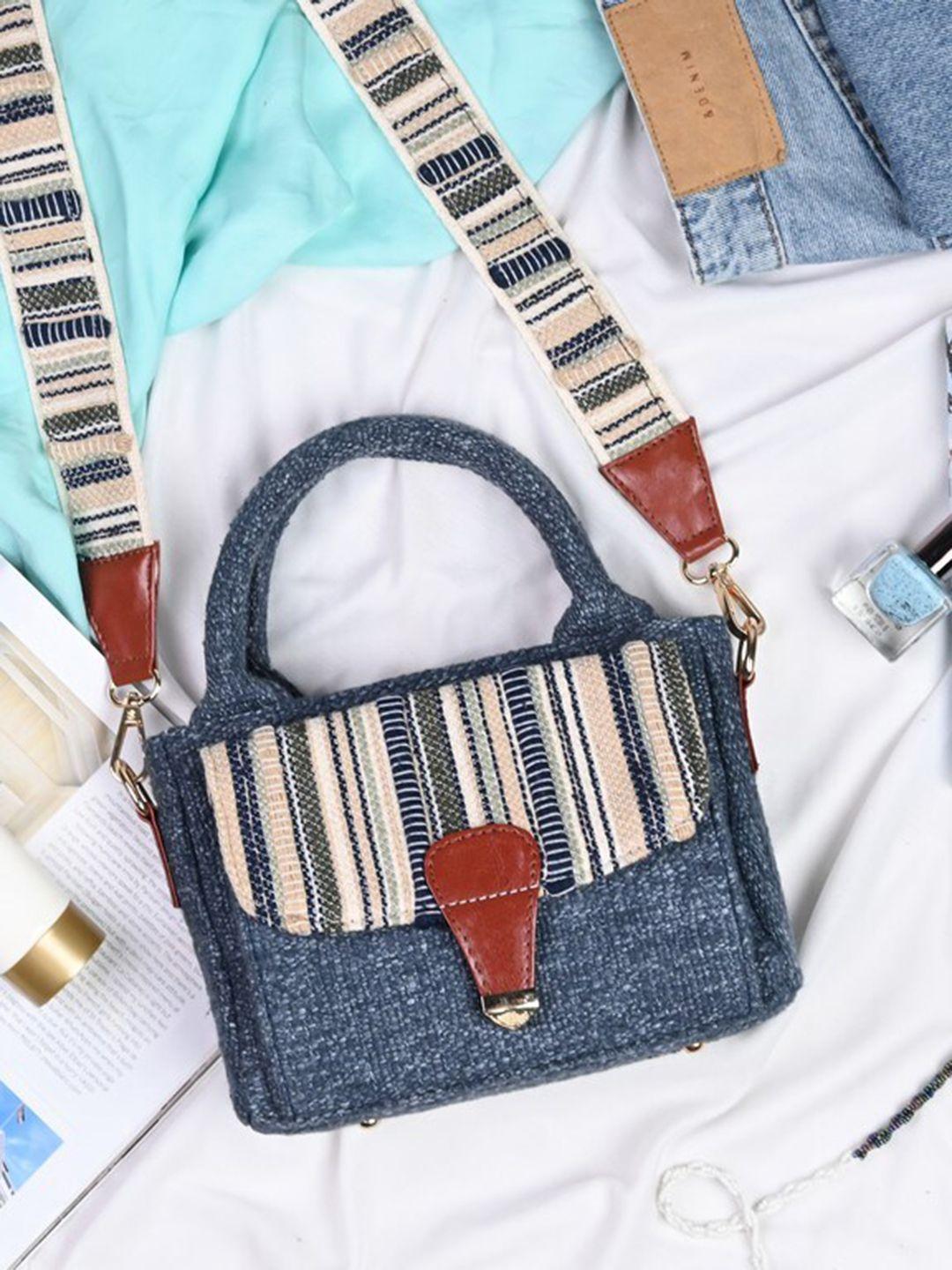 visual echoes striped structured satchel bag