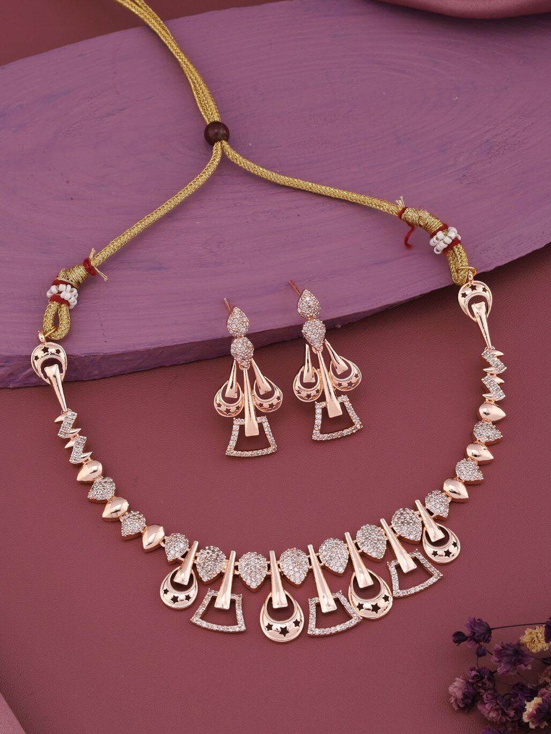 vita bella rose gold-plated ad-studded & beaded jewellery set