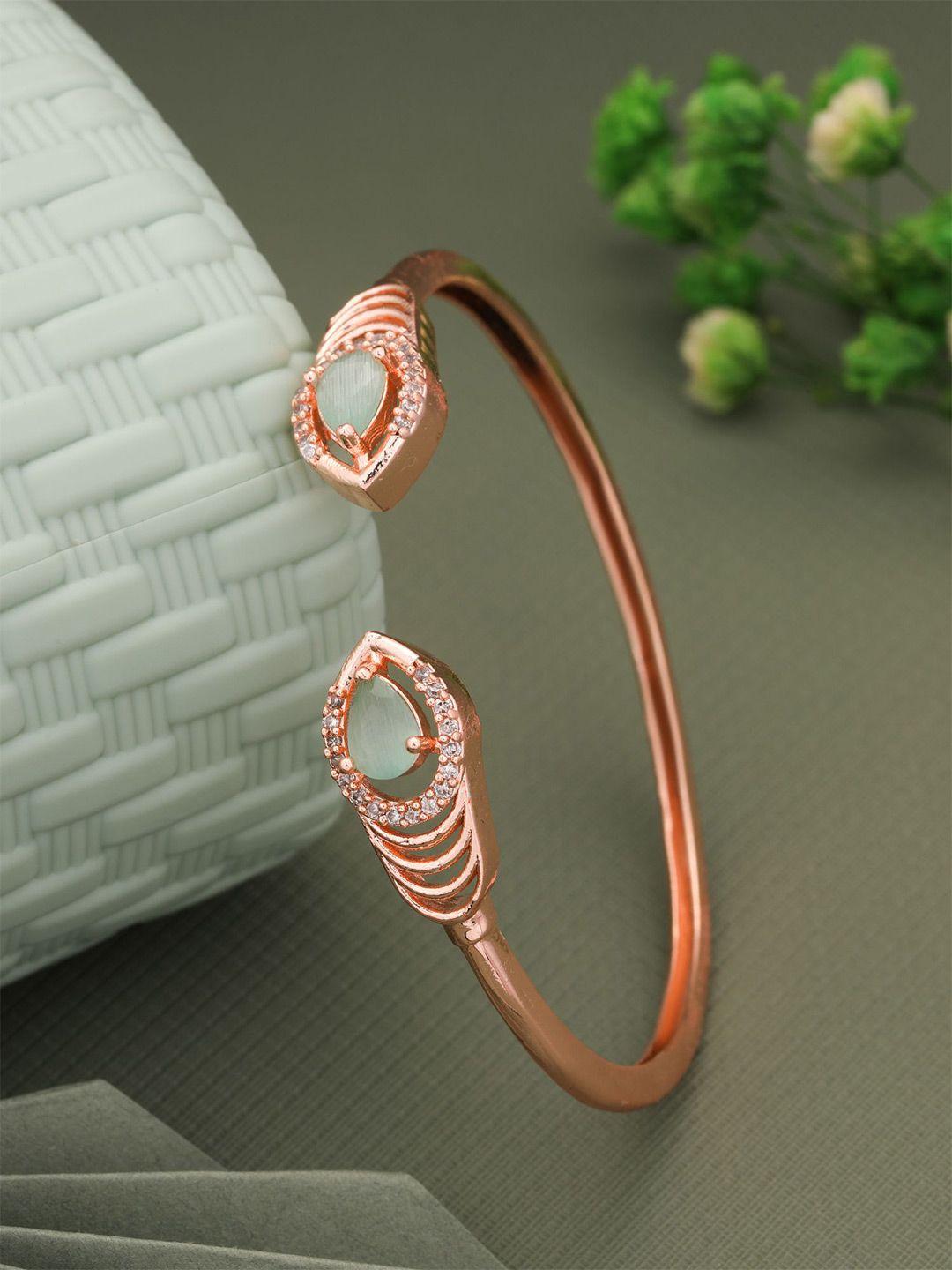 vita bella rose gold-plated stone studded cuff bracelet