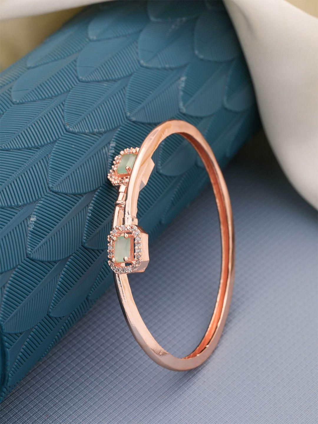 vita bella rose gold-plated stone studded kada bracelet