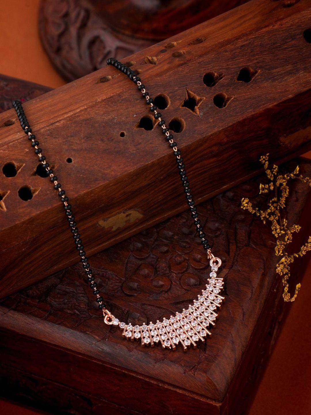 vita bella rose gold-plated stone studded mangalsutra