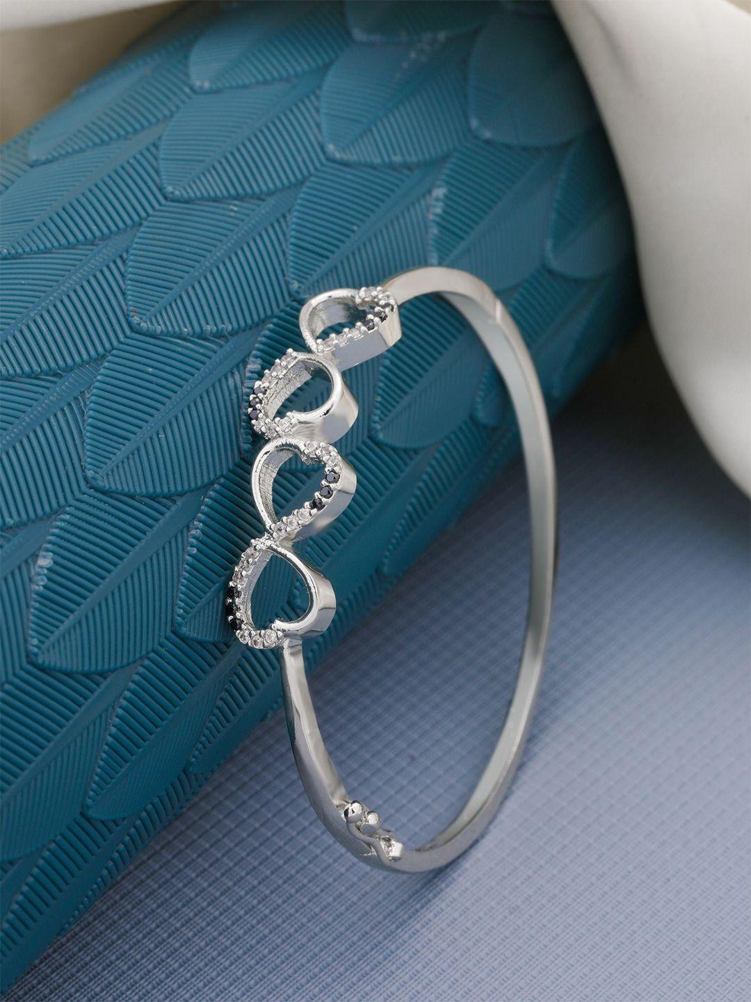 vita bella silver-plated stone studded bangle-style bracelet