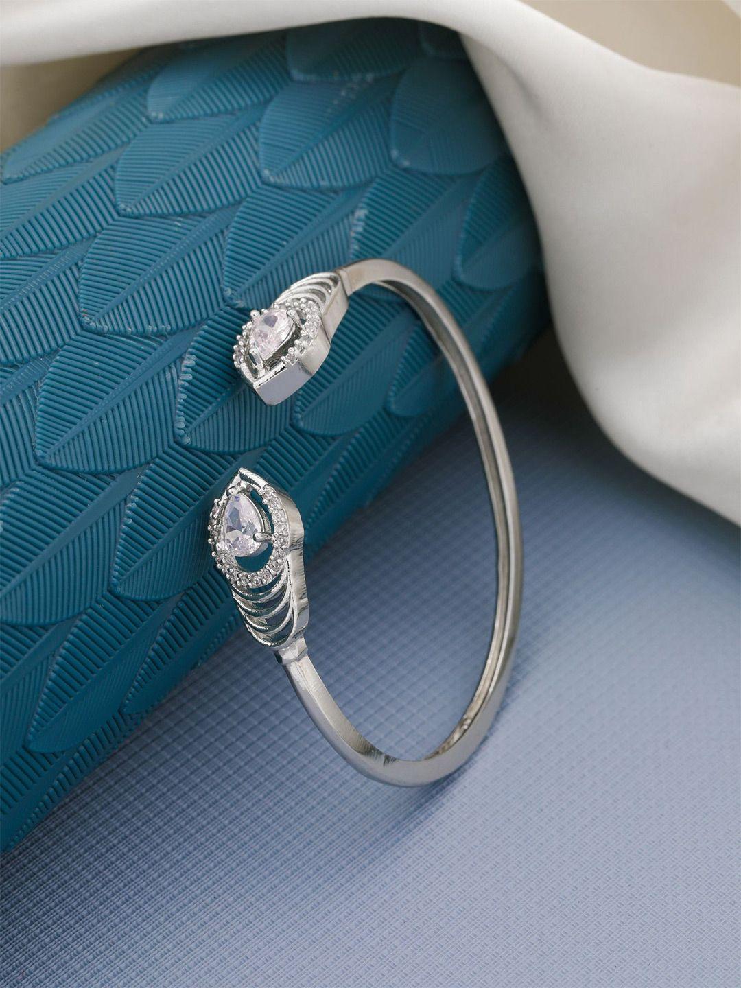 vita bella silver-plated stone studded cuff bracelet