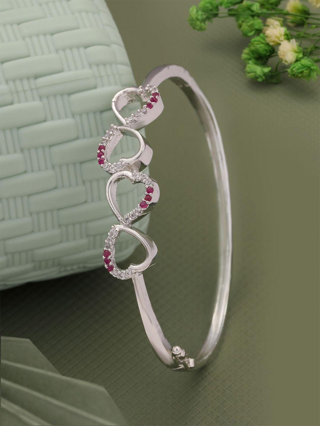 vita bella women silver-plated stone studded kada bracelet