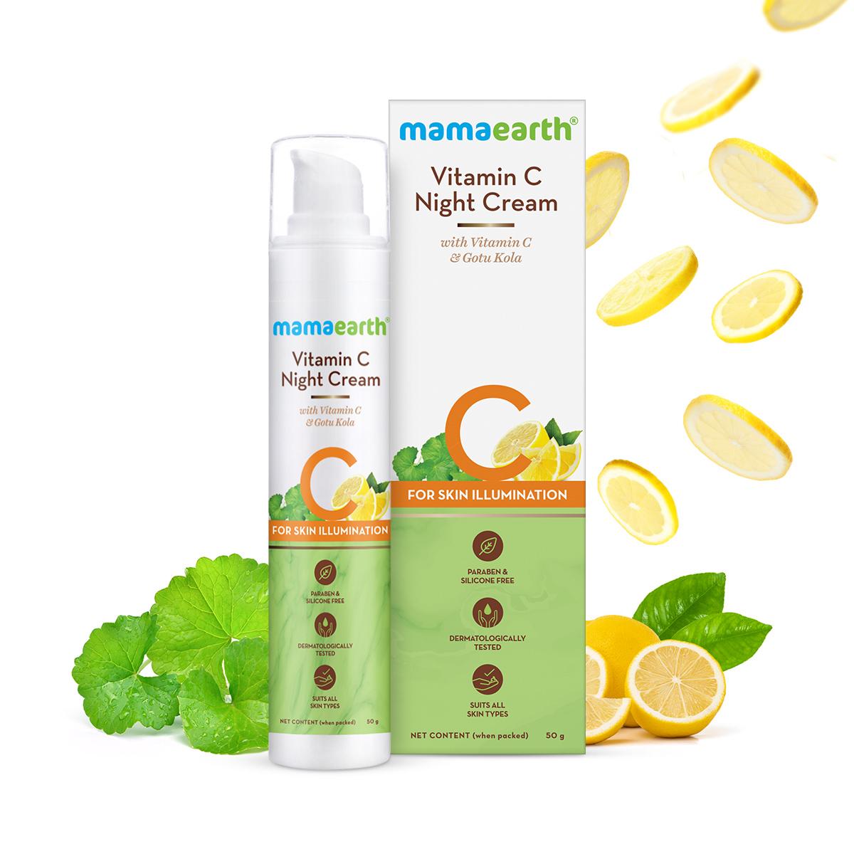 vitamin c night cream with vitamin c and gotu kola for skin illumination - 50g