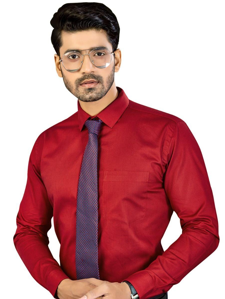 vitomine formal cotton red shirt