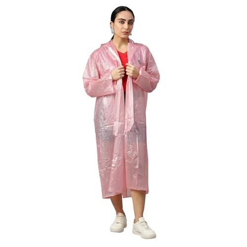 viva rainwear women's floral printed pink pvc waterproof petals standard length long sleeves with adjustable hooded & zipper raincoat for rainy weather (size : xxl)