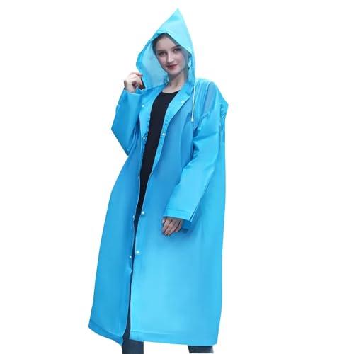 viva smart waterproof rain coat hooded universal outdoor water resistant portable suit for men women boys & girls (all family raincoat) (blue)