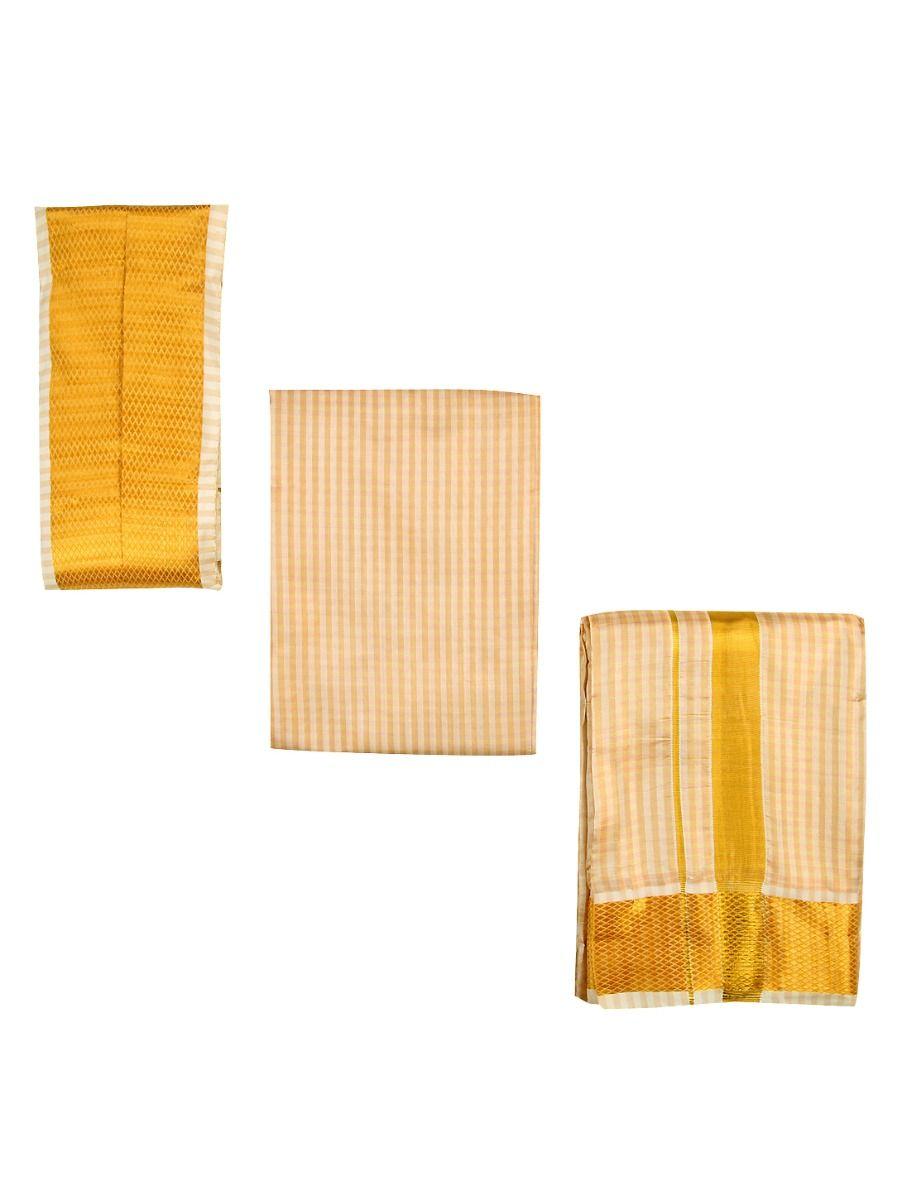 vivaha traditional pure silk dhoti shirt material and angavastram set - oja9536104