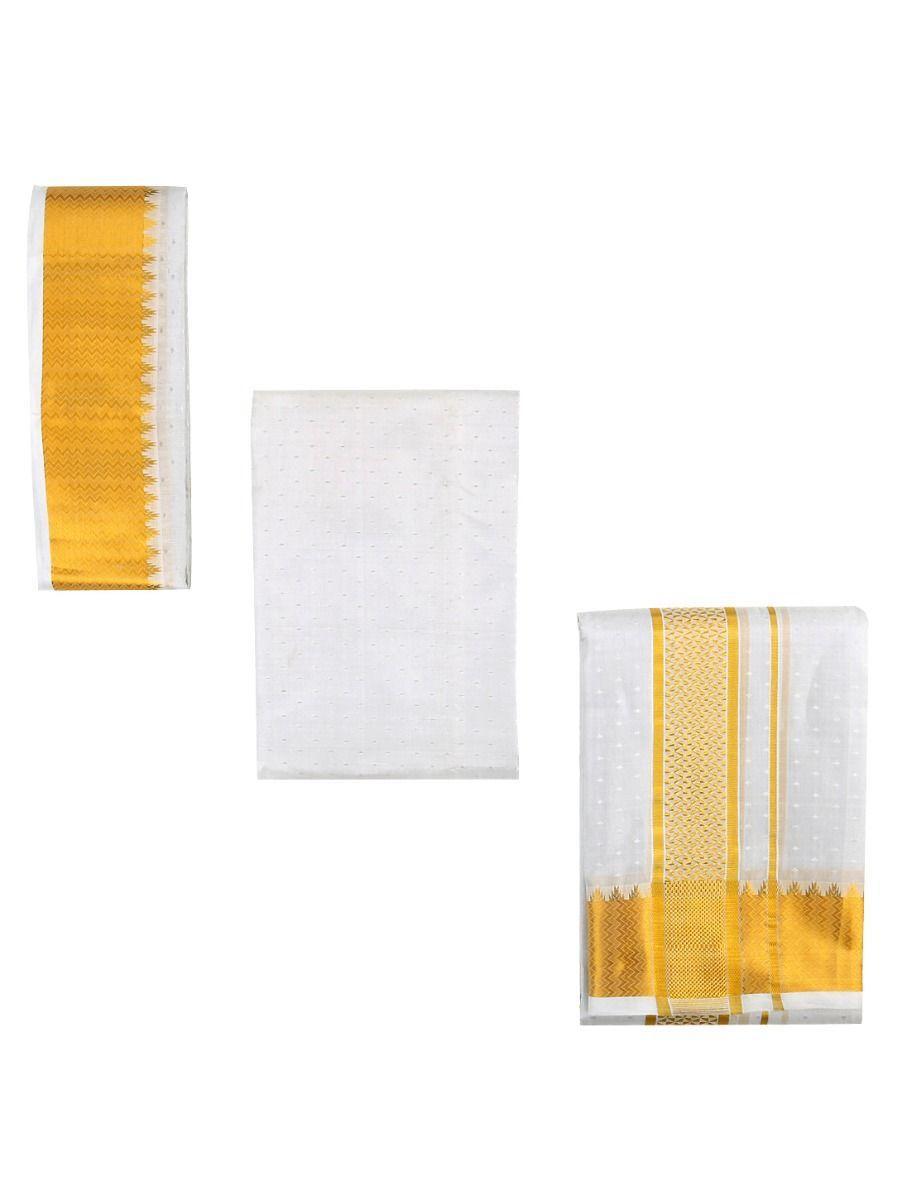 vivaha traditional pure silk dhoti shirt material and angavastram set - oja9536109