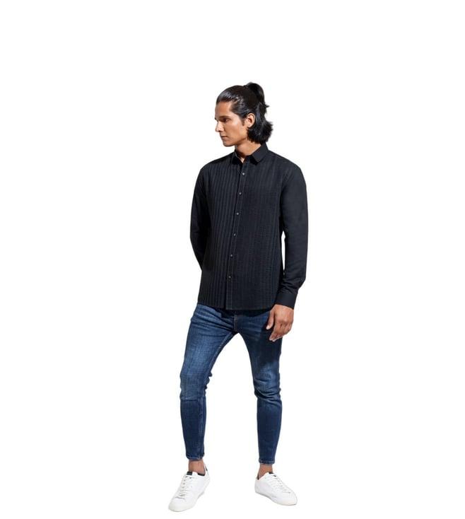 vivek karunakaran black long sleeve shirt with dbl pintuck detail