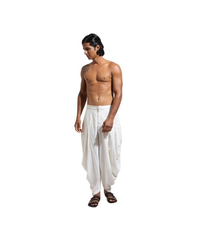 vivek karunakaran cream dhoti pants with cowl at side