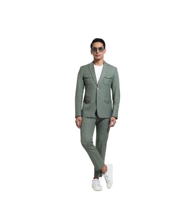 vivek karunakaran green sporty jacket with patch pocket and flatfront trouser