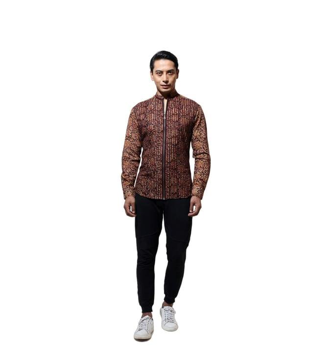 vivek karunakaran multicolour long sleeve shirt with flatlock on body and metal zipper open