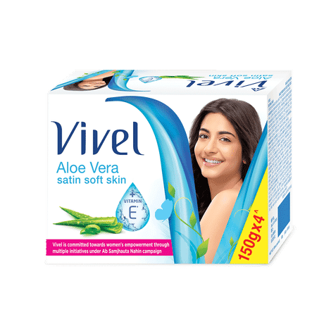 vivel aloe vera bathing soap with vitamin e for soft, glowing skin|refreshing fragrance|combo pack 150g (pack of 4)