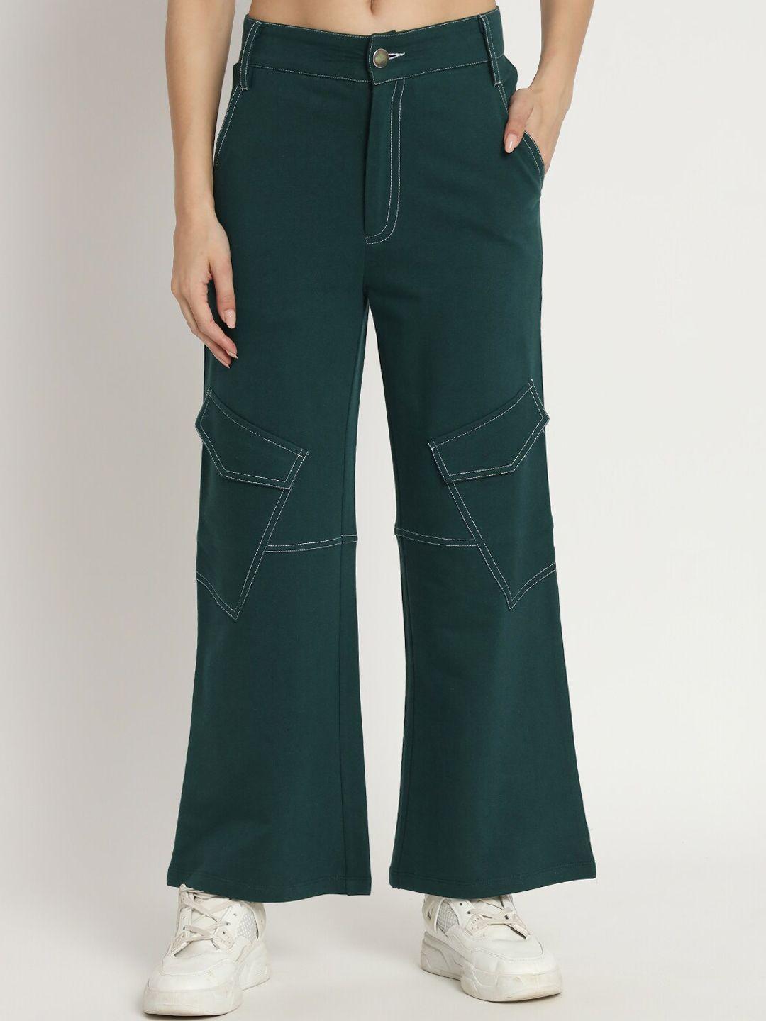 vividartsy women relaxed straight fit high rise cotton parallel trousers