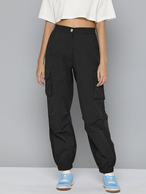 vividartsy black high rise parachute joggers