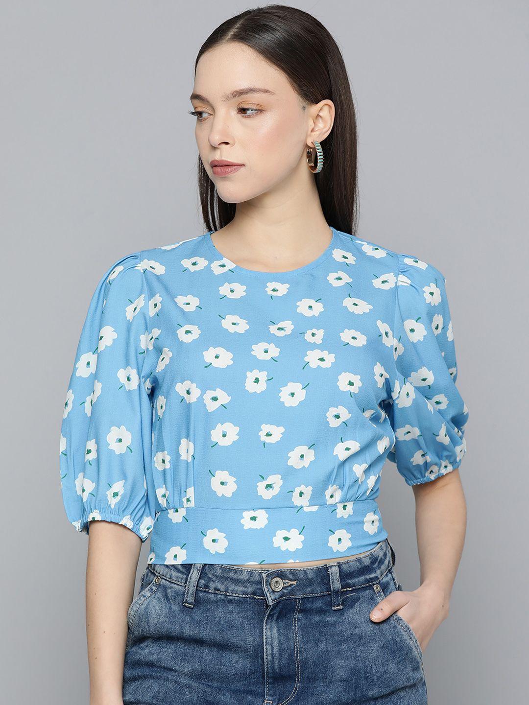 vividartsy floral print styled back crop top