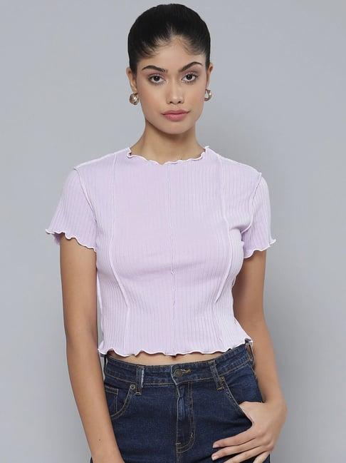 vividartsy lavender striped crop top