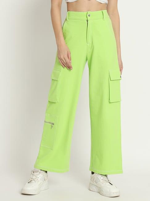 vividartsy light green relaxed fit high rise trousers