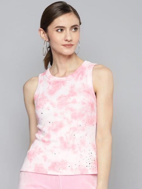 vividartsy pink tie - dye tank top