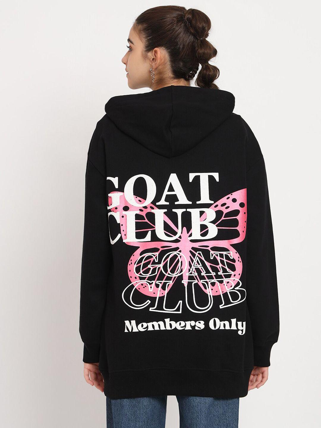 vividartsy typography printed hooded pure cotton oversized pullover sweatshirt