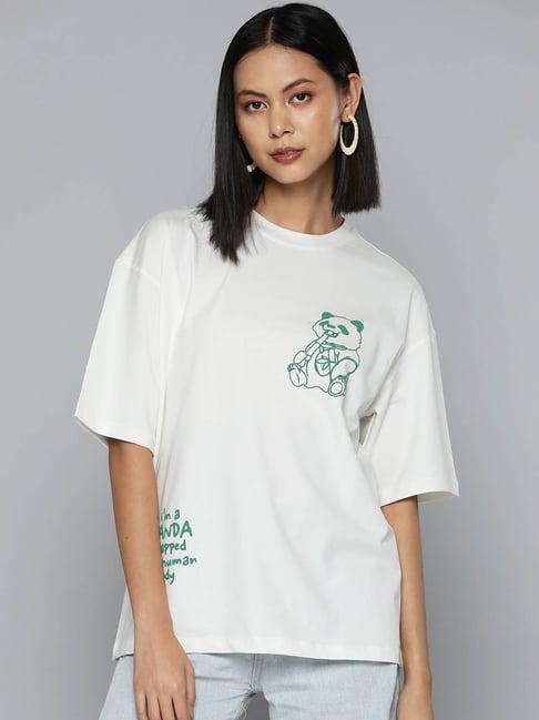 vividartsy white printed oversized t-shirt