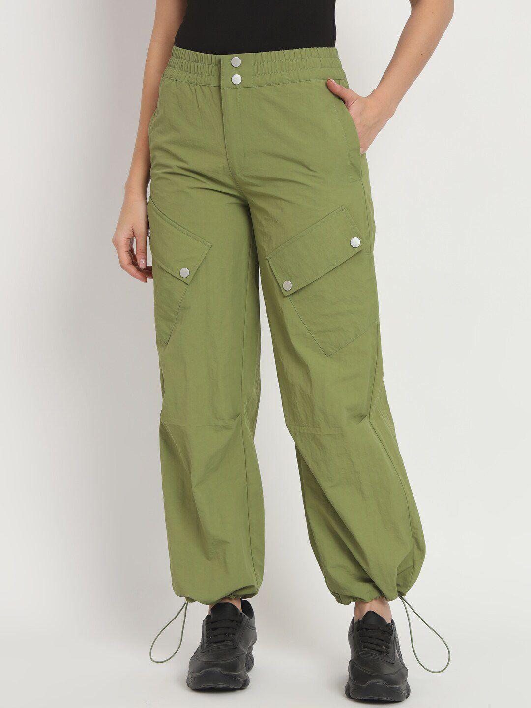 vividartsy women green tapered fit joggers trousers
