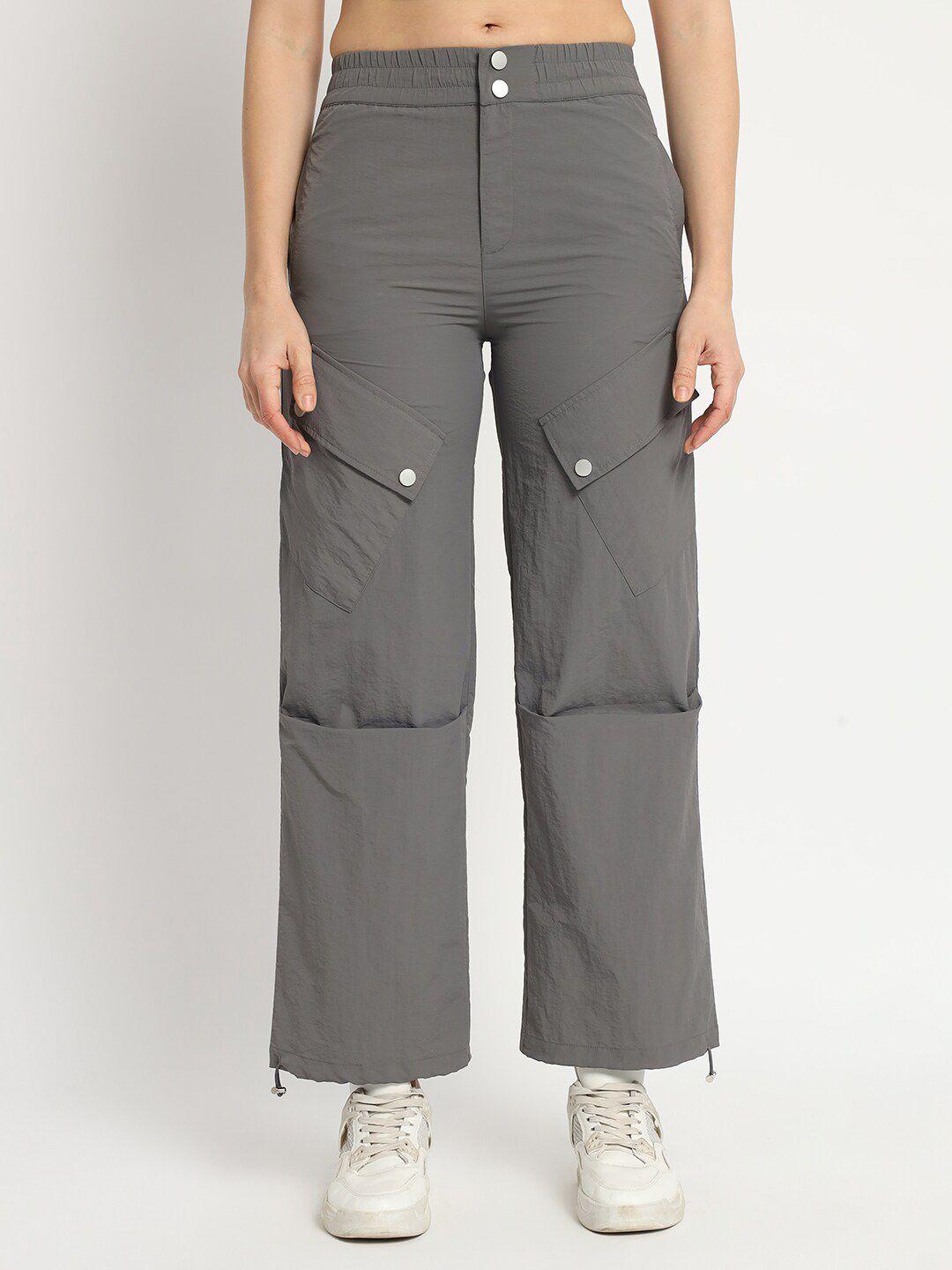 vividartsy women grey tapered fit joggers trousers